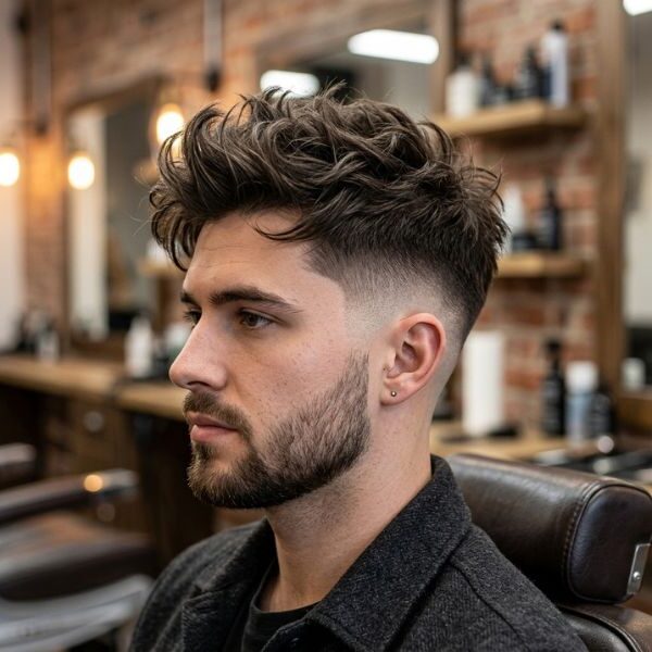 Mid Fade Messy Hair