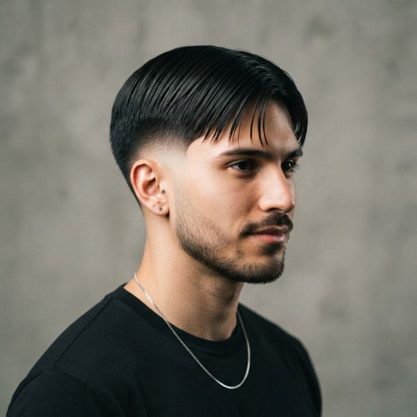 Straight Hair Burst Fade