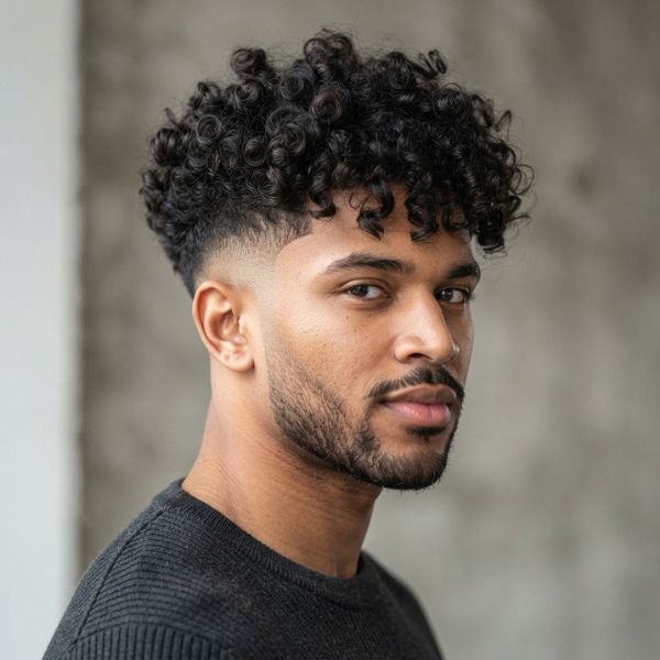 curly hair Burst Fade