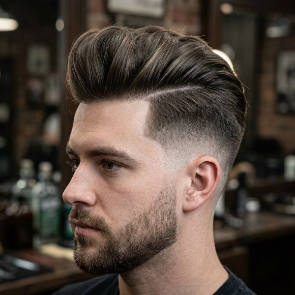 Mid Taper Fade Disconnected Pompadour