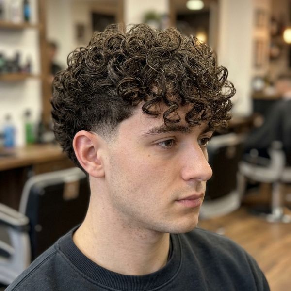 Curly Textured Fringe Low Taper