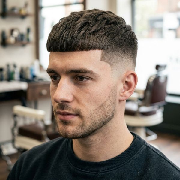 Sharp Caesar with Blunt Fringe
