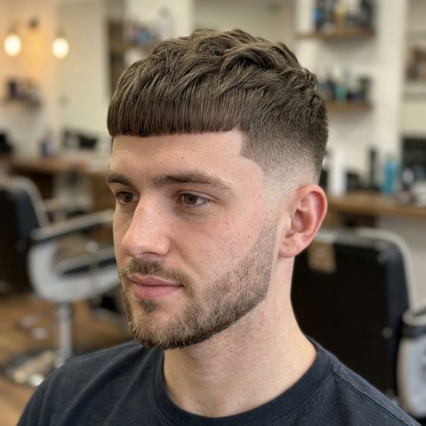 Straight Fringe on Caesar with Modern Fade