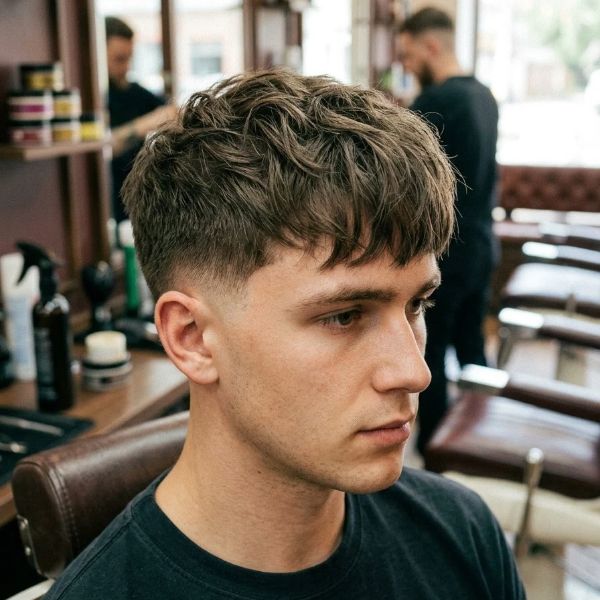 Textured Fringe Low Taper Fade
