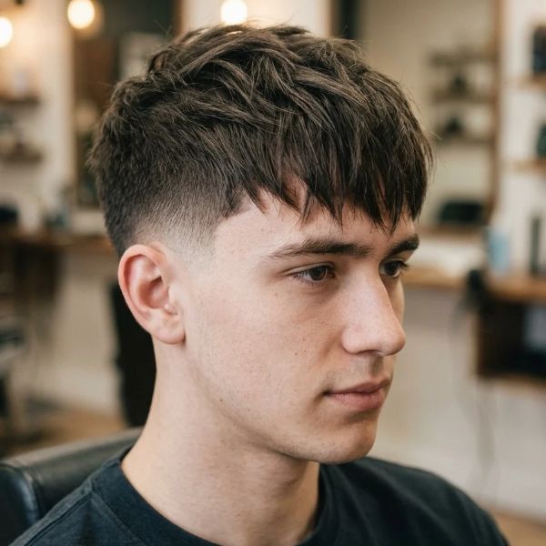 Textured Fringe Low Taper Straight Hair